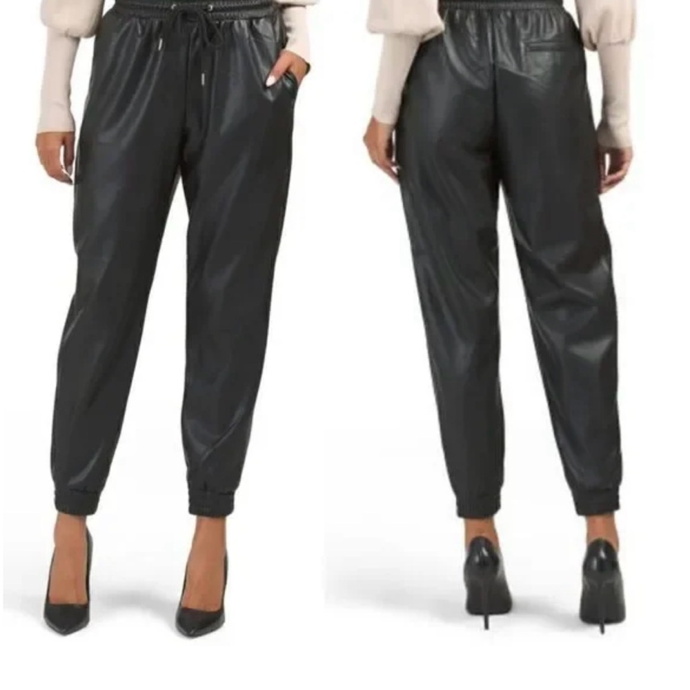 Bagatelle Black Leather Joggers